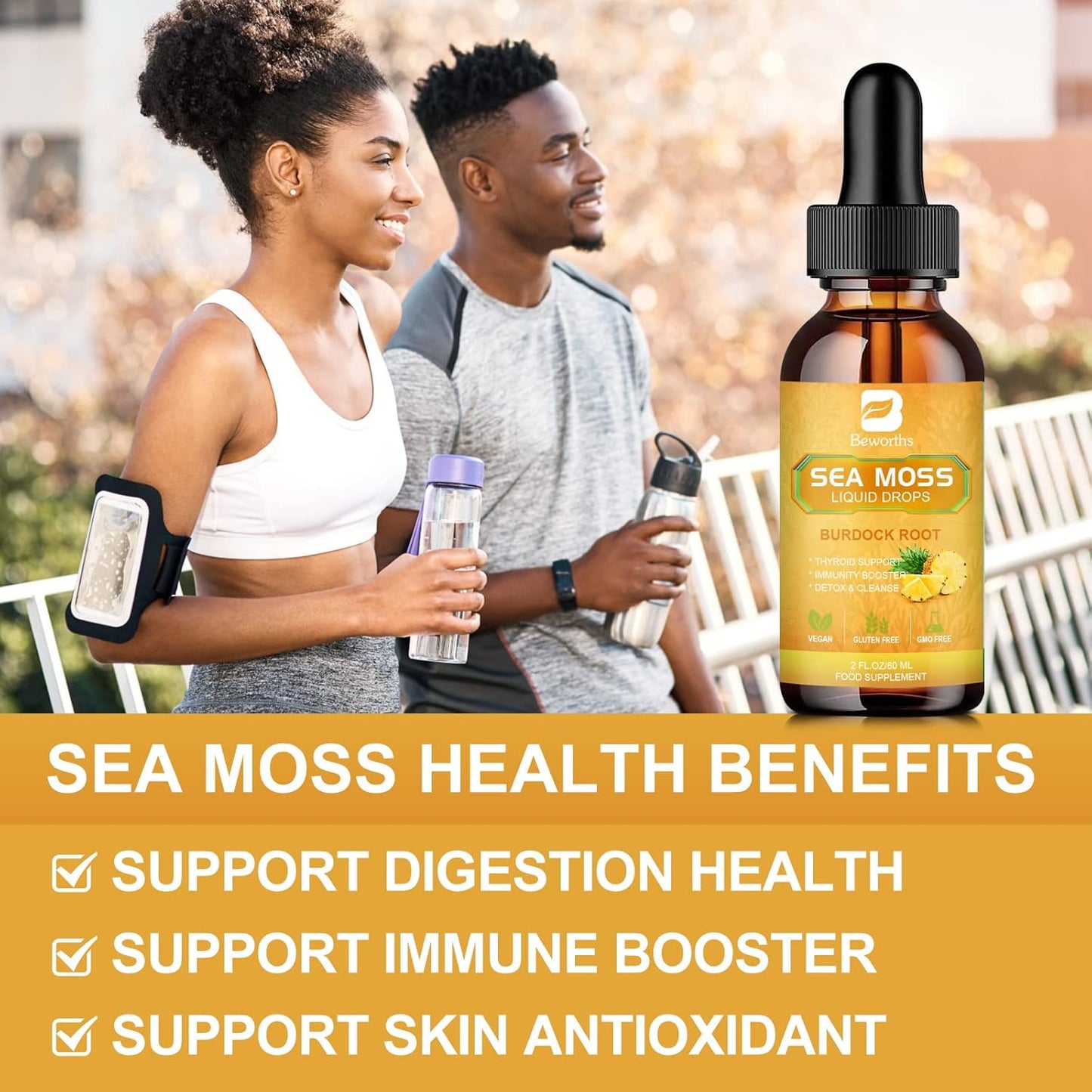 BEWORTHS Sea Moss Liquid Drops Pinapple Flavor