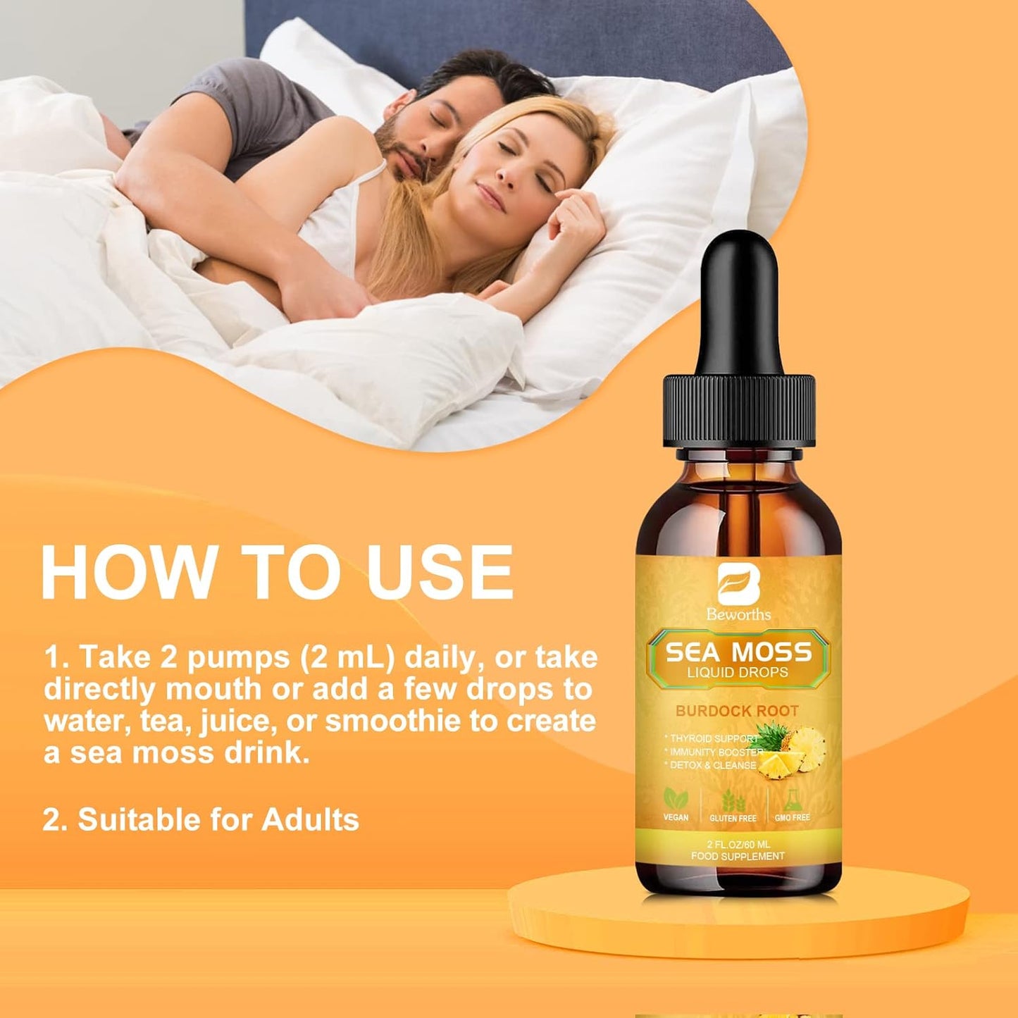 BEWORTHS Sea Moss Liquid Drops Pinapple Flavor
