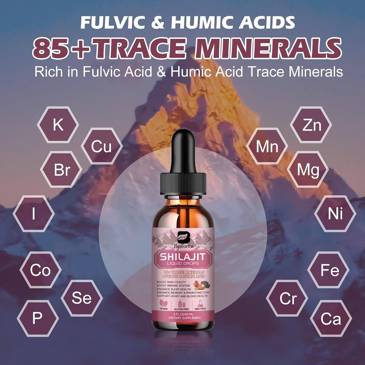 Shilajit Resin Liquid Drops Supplement Organic Trace Minerals Complex
