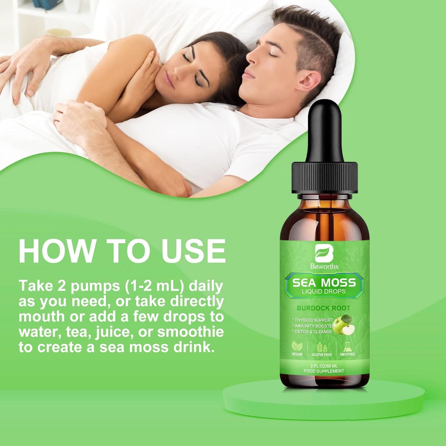 Organic Irish Sea Moss Liquid Drops Gel Apple Flavored