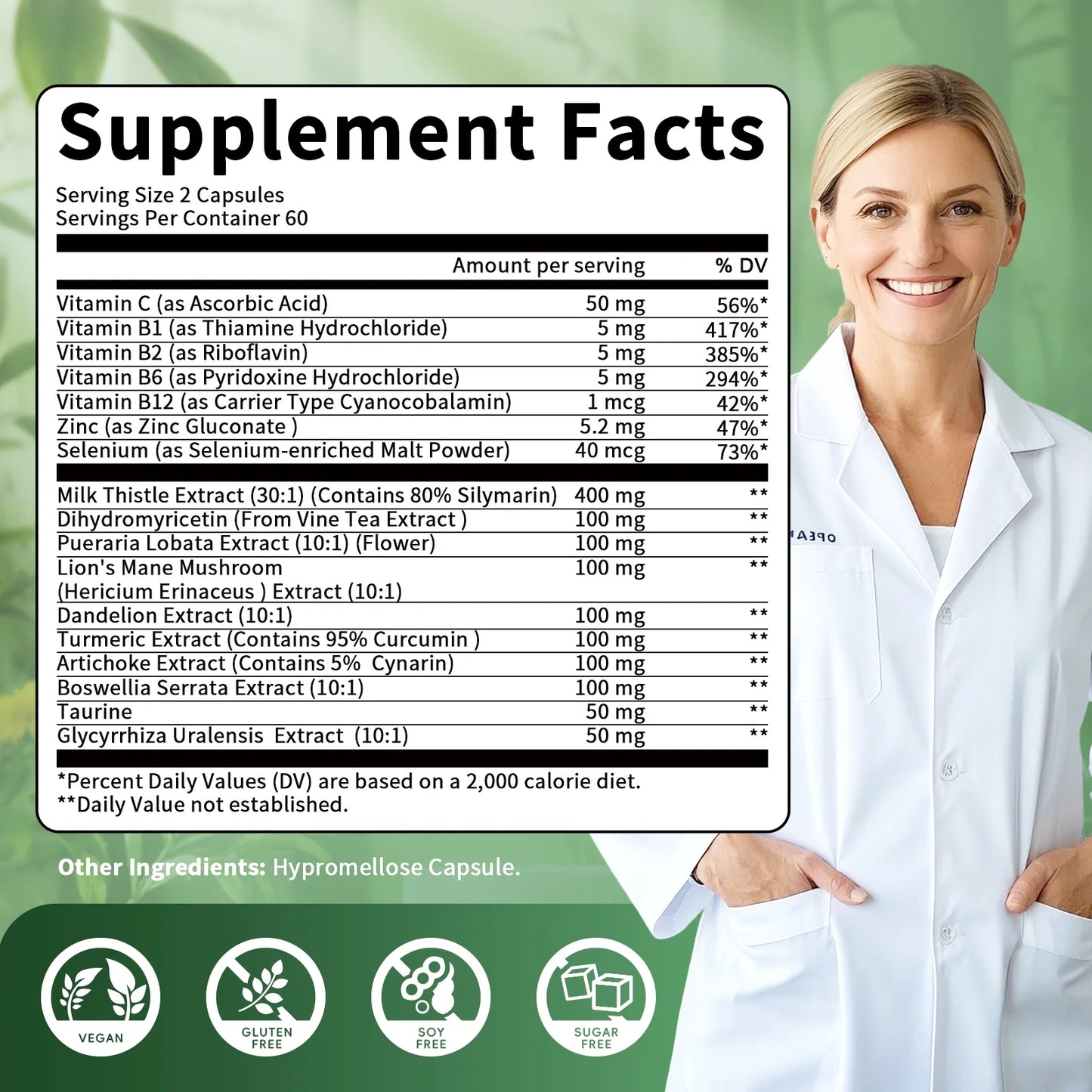 Milk Thistle Capsules, Silymarin Marianum & Dandelion Plus Turmeric Support Liver Function, Antioxidant, Overall Health,120 Count