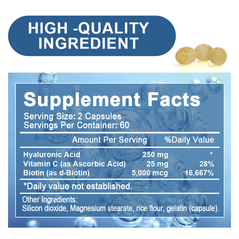 Hyaluronic Acid Capsules na may Biotin at Vitamin C