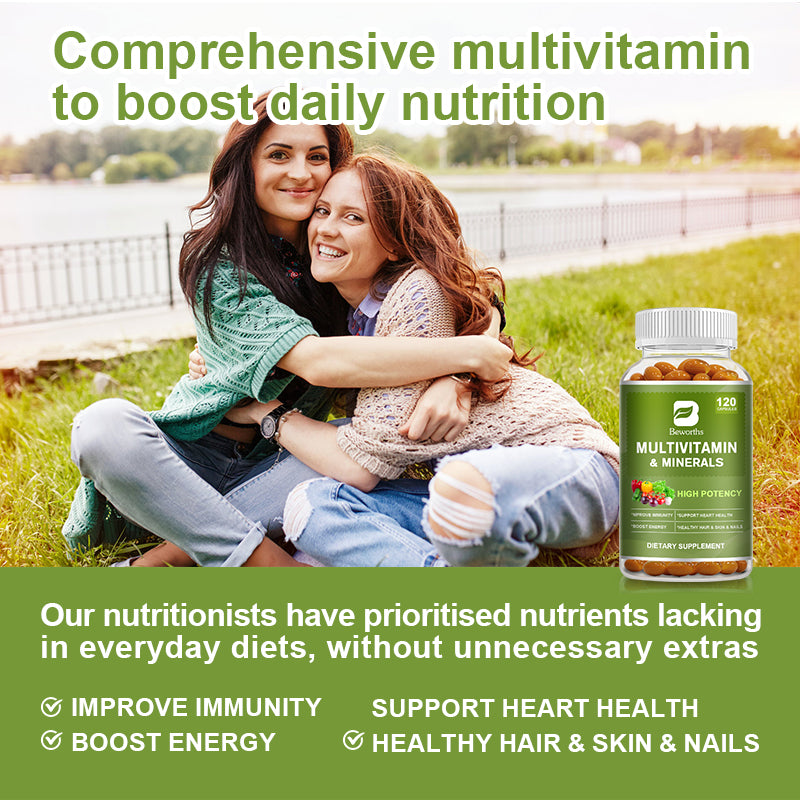 Multivitamin & Minerals Capsules na may Iron, Methylfolate, Zinc, Vitamin D3 at K2