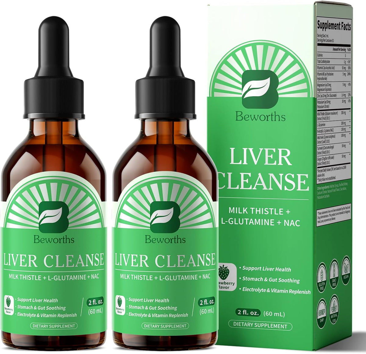 Liver Cleanse Detox & Repair Liquid Drops, 2 Fl Oz (2-Pack)
