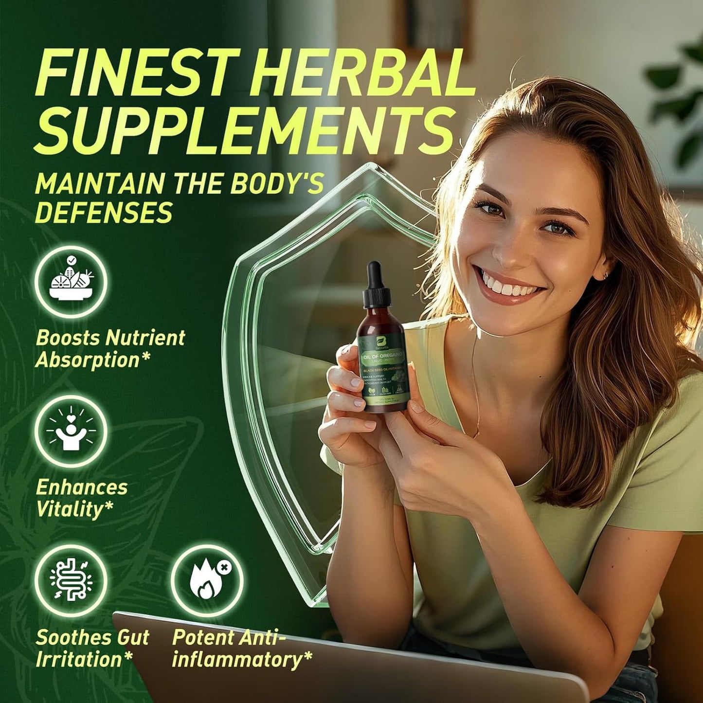 Oregano Oil Drops, Oil of Oregano with Black Seed Oil, Vitamin E, Wild Harvest Oil of Oregano Liquid Herbal Blend for Immune, Antioxidant-Support, Digestive Gut Cleanser Detox Health | Vegan, Non-GMO
