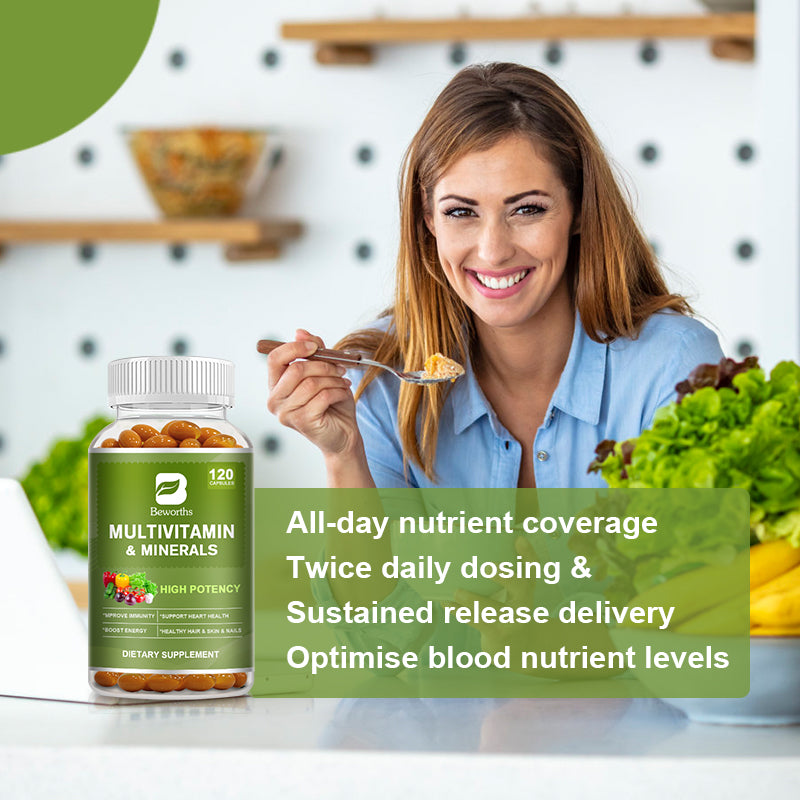 Kapsul Multivitamin & Mineral dengan Zat Besi, Metilfolat, Seng, Vitamin D3 & K2