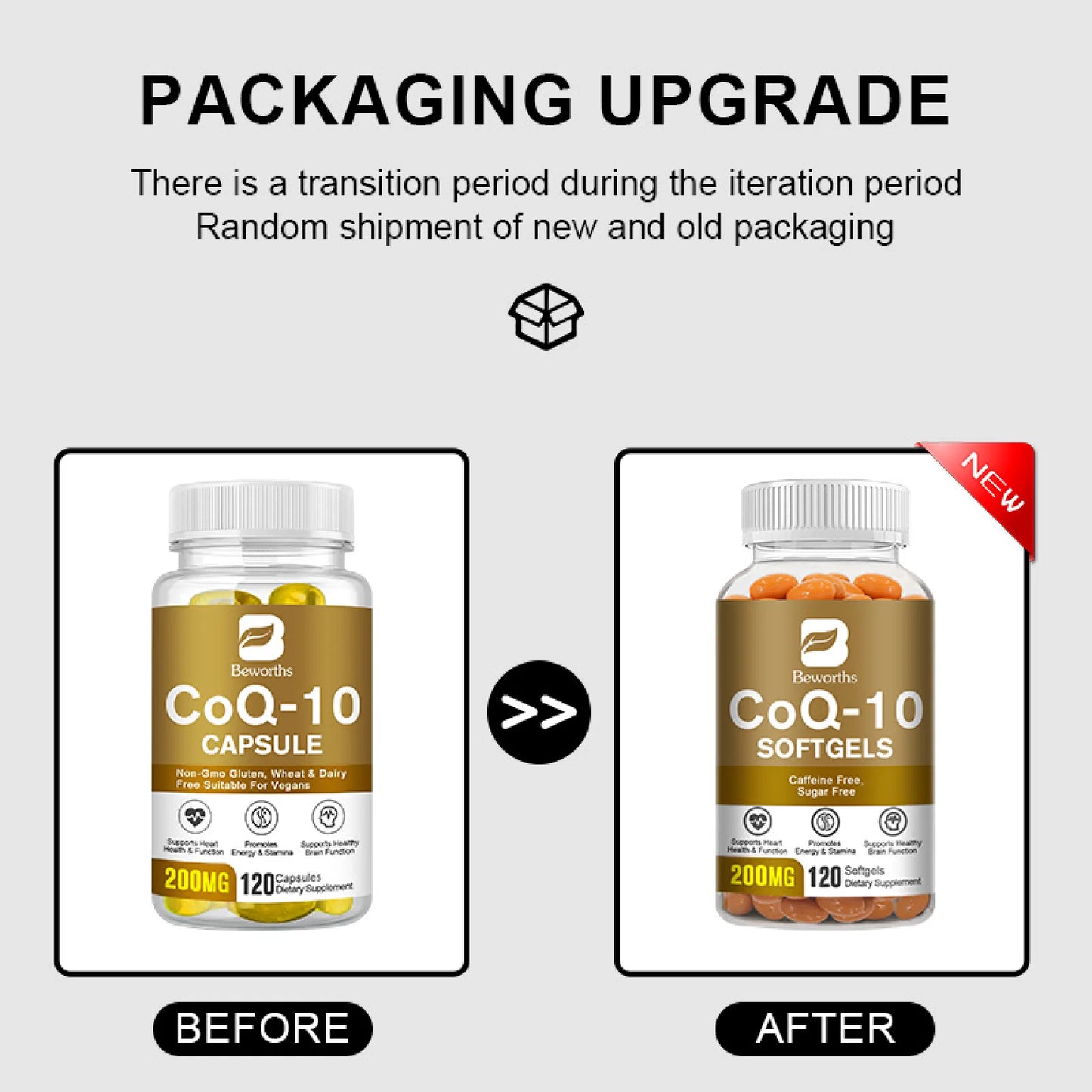 (2 Pack) B BEWORTHS CoQ10 200mg - High Absorption Coenzyme Q10 for Cellular Energy & Antioxidant Support - 240 Veggie Capsules