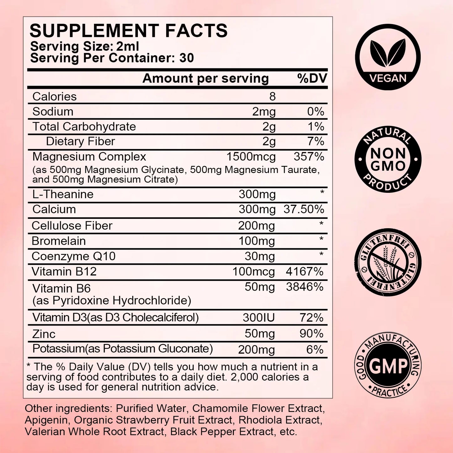 Magnesium Liquid Drop, Magnesium Glycinate Supplement Complex with Magnesium Taurate, Citrate, Support Relaxation, Energy, Mood, Sleep, 2 fl oz