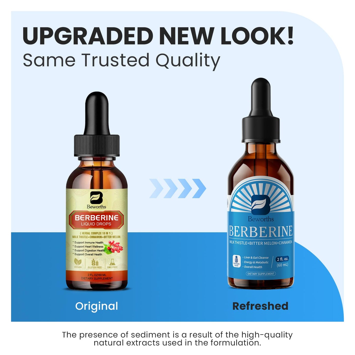 B BEWORTHS Berberine Liquid Drops with Ceylon Cinnamon & Turmeric - 12-in-1 Complex for Digestive Health, Immune Support & Gut Wellness - Organic Berberine HCl, Bitter Melon, Milk Thistle - Vegan & Non-GMO - 2 fl oz