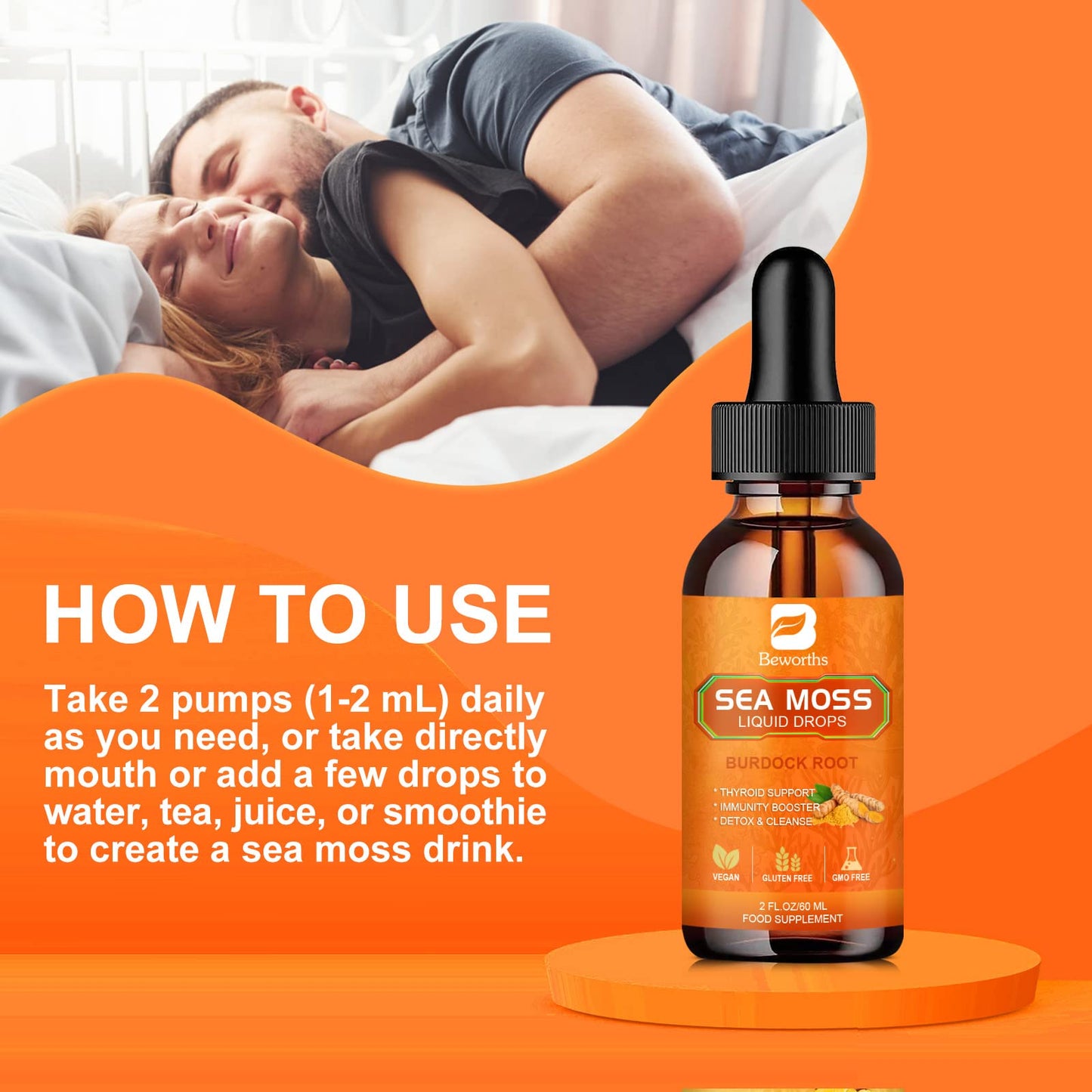 Beworths Turmeric Organic Irish Sea Moss Liquid Drops Blended Vitamin & Mineral Supplements