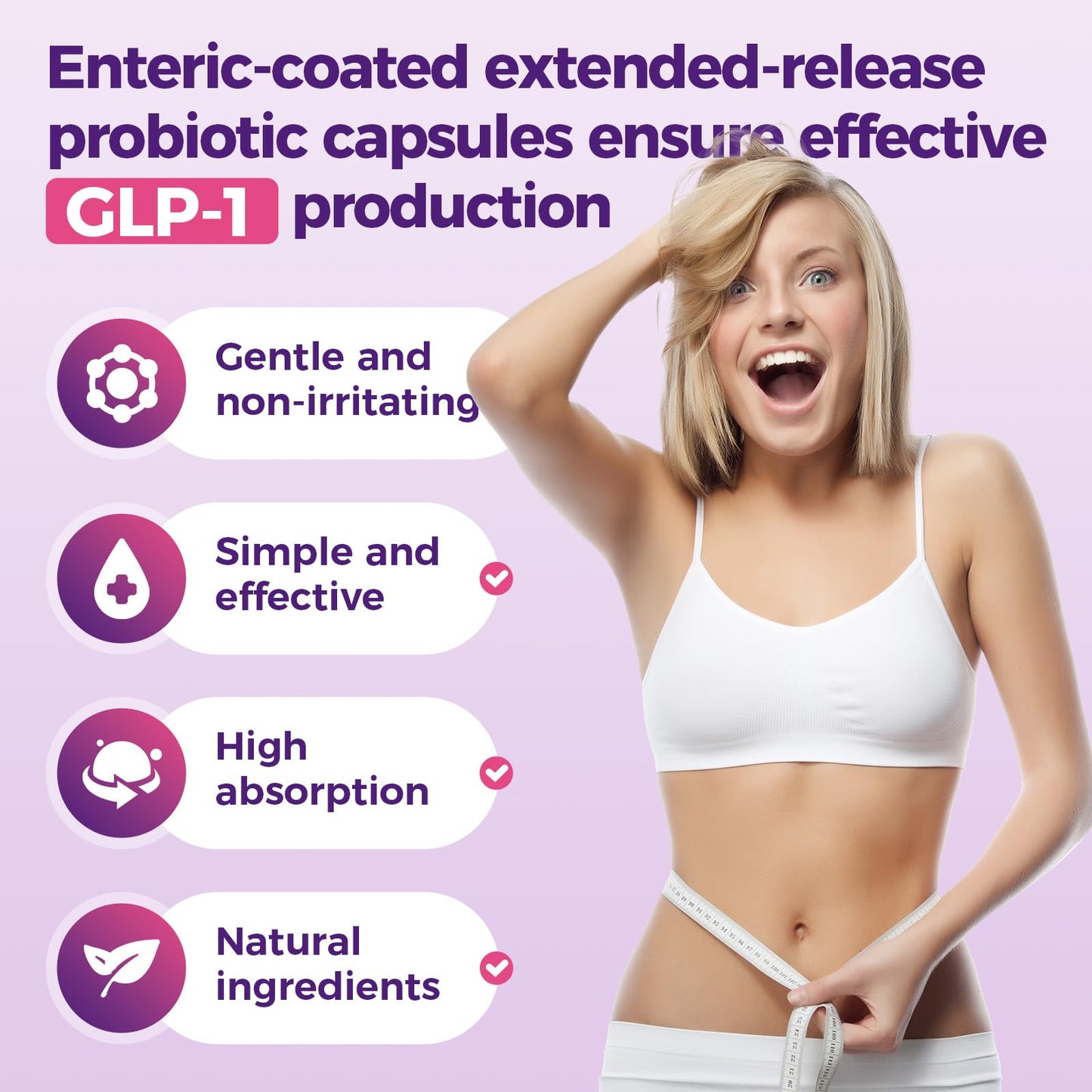 GLP-1 Supplement - Akkermansia Probiotics with Berberine for Women & Men, for GLP-1 Production, Digestive, Gut, Immune Health, Enhances Gut Digestive Lining Function, 120 Capsules