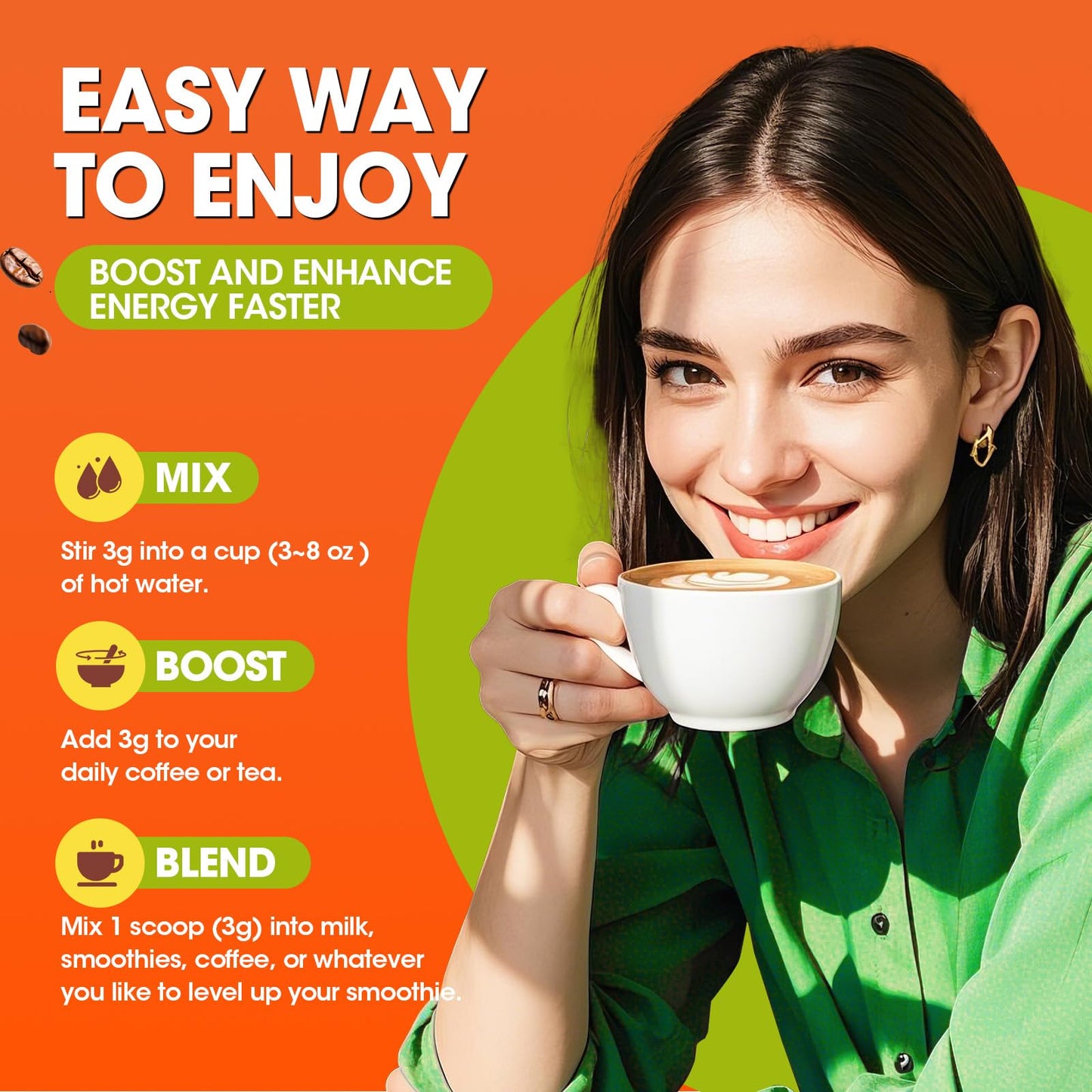 Mushroom Coffee, 10 Mushrooms Instant Coffee Powder - Lion's Mane, Reishi, Chaga, Cordyceps, Turkey Tail, Shiitake, Ashwagandha, Vitamin B12 / B6, Arabica Coffe for Immune Boost, Focus & Gut Health