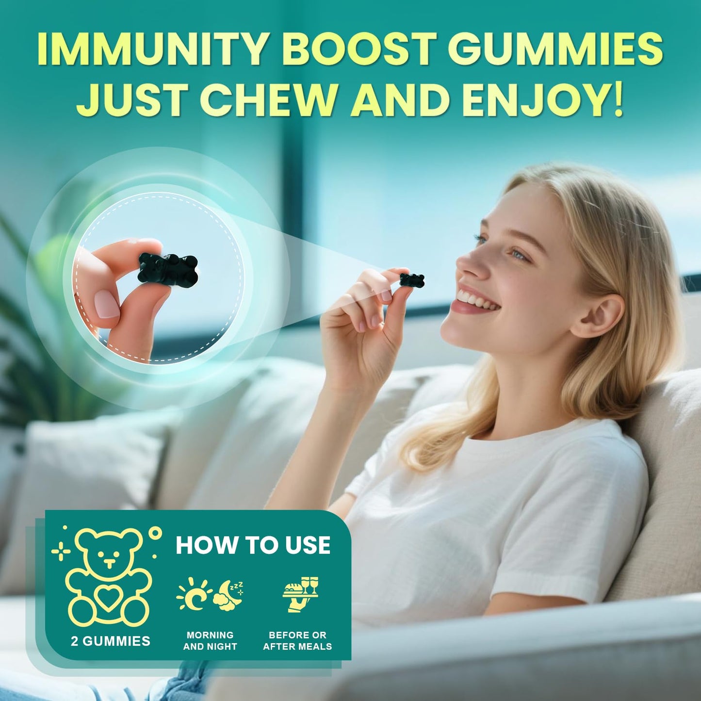 Sea Moss Black Seed Oil Ashwagandha Gummies, Irish Sea Moss Multimineral Supplement with Turmeric, Magnesium, Chlorophyll, Elderberry, Manuka Honey for Immune & Detox Support - 120 |Vegan