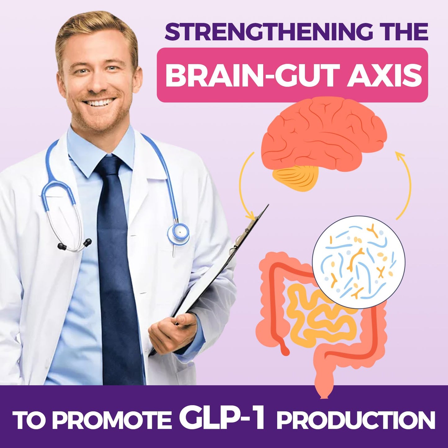 GLP-1 Supplement - Akkermansia Probiotics with Berberine for Women & Men, for GLP-1 Production, Digestive, Gut, Immune Health, Enhances Gut Digestive Lining Function, 120 Capsules