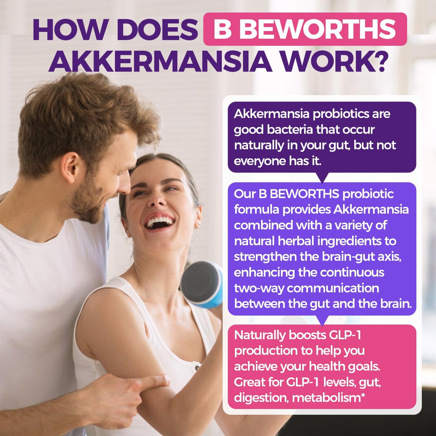 GLP-1 Supplement - Akkermansia Probiotics with Berberine for Women & Men, for GLP-1 Production, Digestive, Gut, Immune Health, Enhances Gut Digestive Lining Function, 120 Capsules