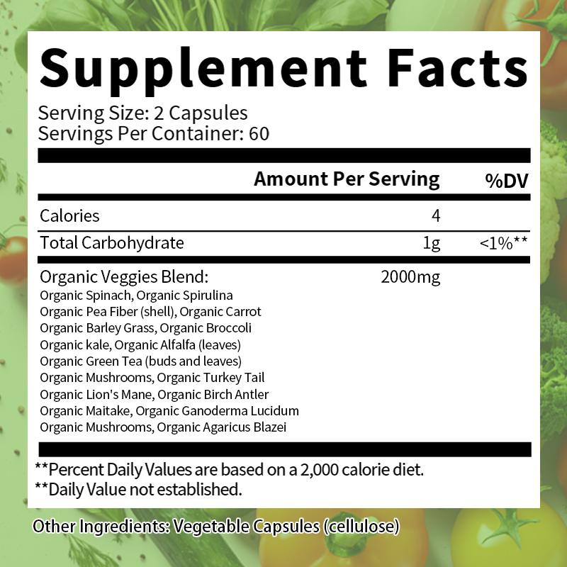 Mga Organic na Super Veggies Capsules
