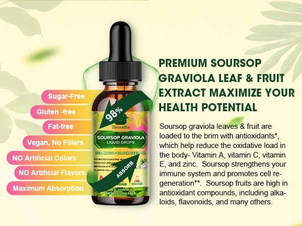 Soursop Bitters Liquid Drops Supplement with Irish Sea Moss