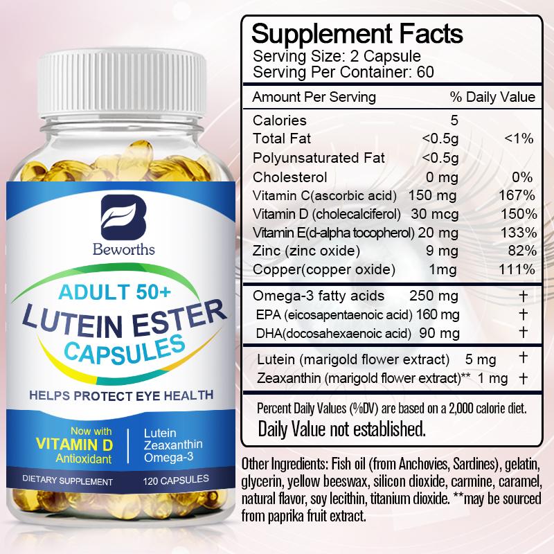 Lutein Ester Capsules with Zinc, Vitamins C & E, Omega 3, Lutein, & Zeaxanthin