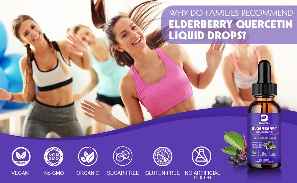 Black Elderberry Liquid Drop Zinc Quercetin Supplements