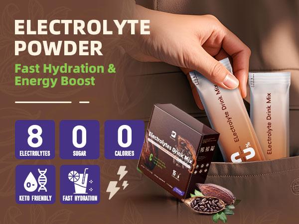 Electrolytes Powder Packets for Electrolyte Drink Mix | Sugar-Free Electrolytes Packets with Vitamins & Magnesium Replenish Hydration & Energy Boost - 15 Sticks