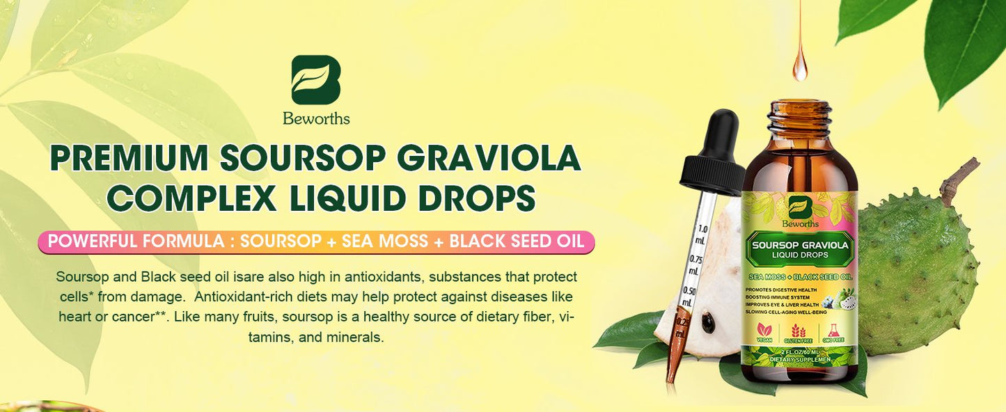 Soursop Bitters Liquid Drops Supplement with Irish Sea Moss