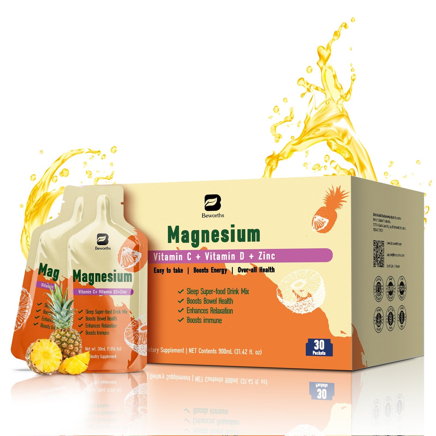 Magnesium Citrate Liquid Supplement 280Mg, with Bromelain, Vitamin C, D3, B6, Zinc, High Absorption Magnesium Citrate Oral Solution