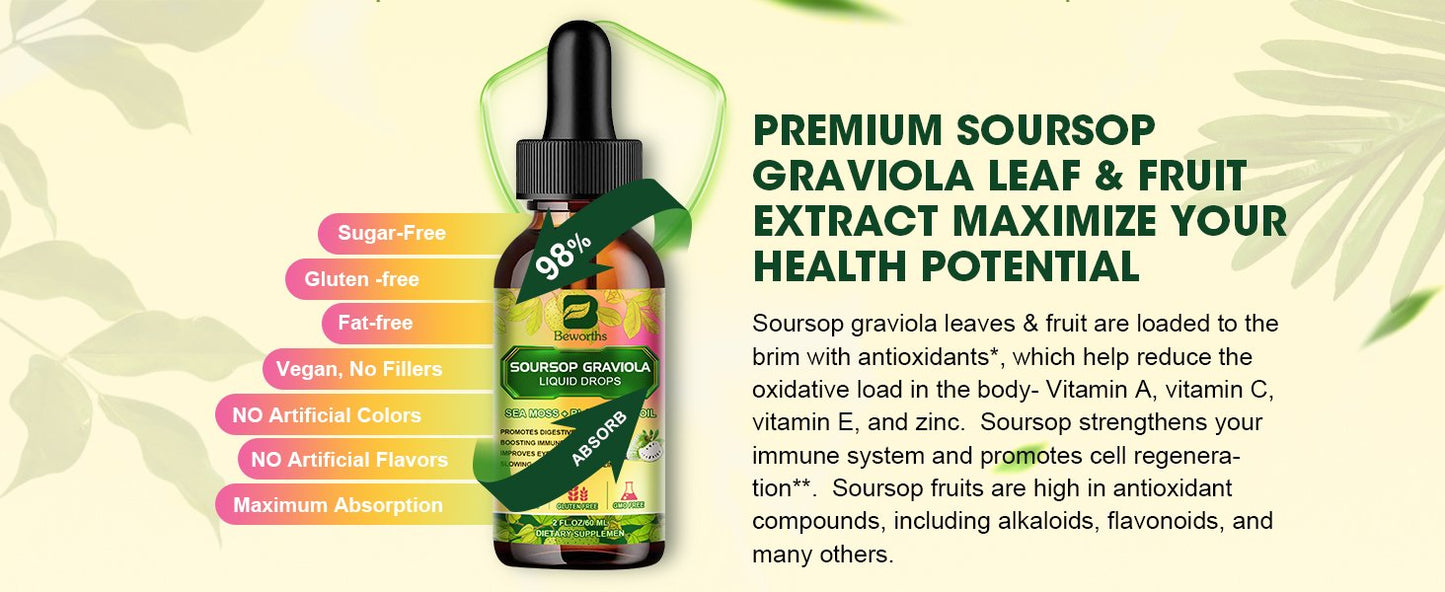 Soursop Bitters Liquid Drops Supplement with Irish Sea Moss
