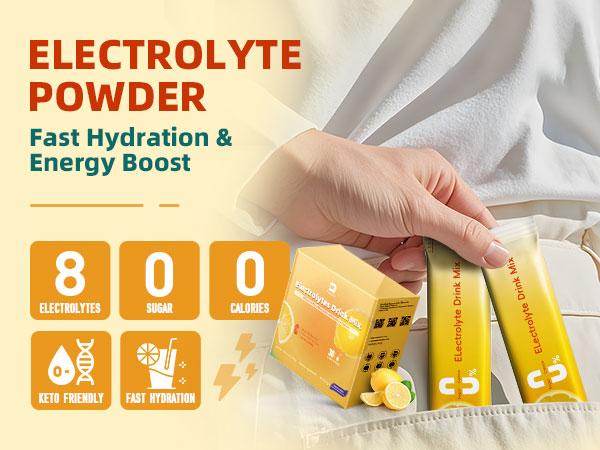 Electrolyte Powder Recovery Drink Mix | Sugar-Free Electrolyte Powder Packets Supplement with Potassium Zinc & Magnesium for Hydration - Keto Electrolytes, Non-GMO & Sugar-Free - 30 Sticks