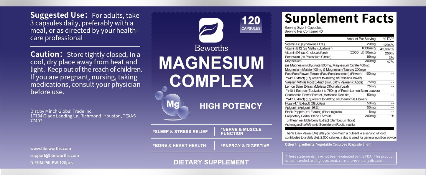 Magnesium Complex Sleep Relief Capsules Dietary Supplements