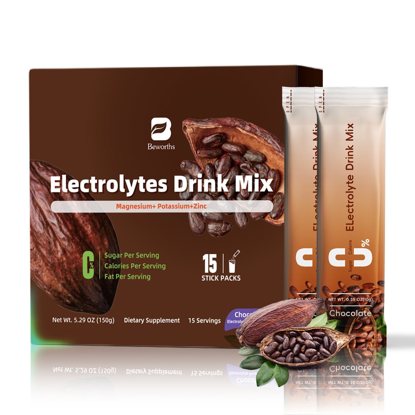 Electrolytes Powder Packets for Electrolyte Drink Mix | Sugar-Free Electrolytes Packets with Vitamins & Magnesium Replenish Hydration & Energy Boost - 15 Sticks