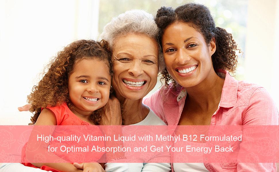Vitamin B12 Sublingual Liquid Drops 10000mcg Formula Raspberry Flavor with Vitamin B9, D3, Calcium