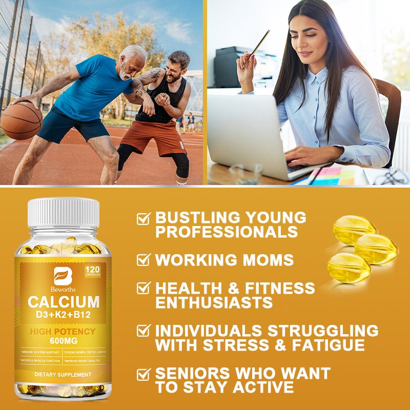 4-in-1 Calcium Capsules with Vitamin D3 K2 B12