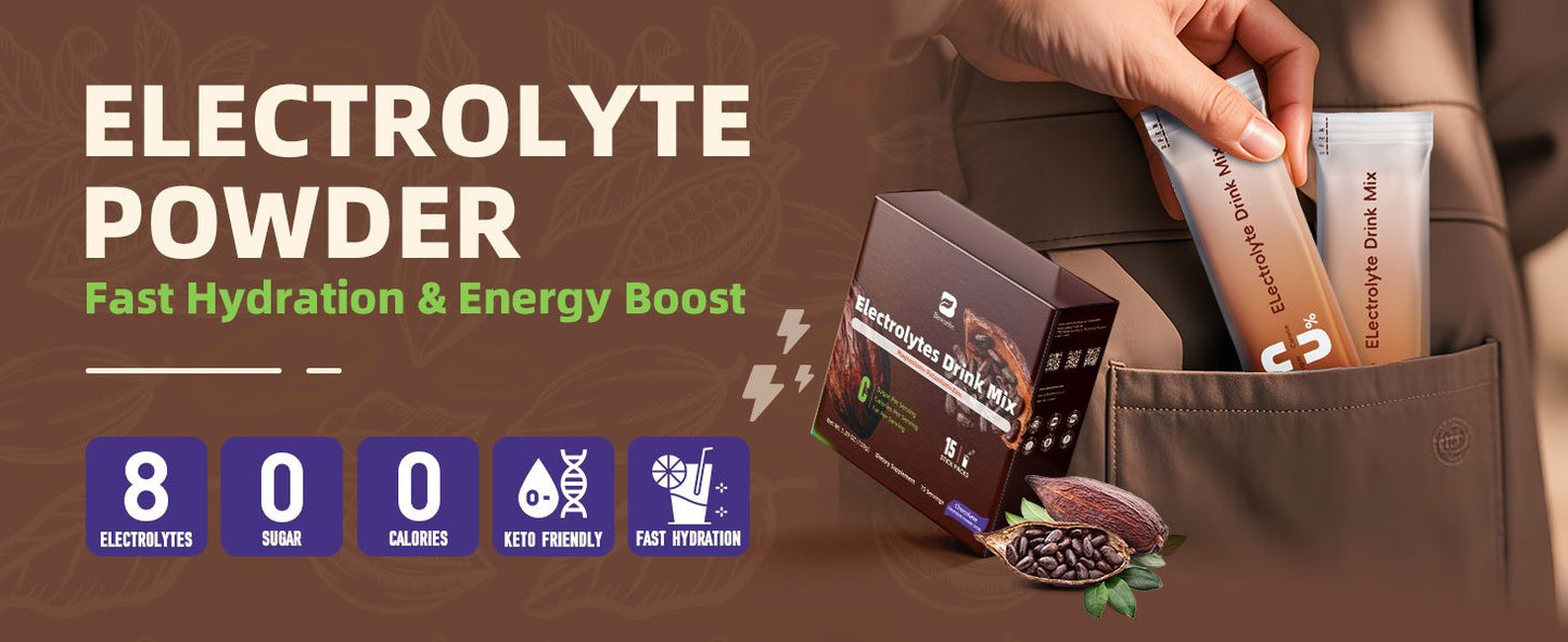 Electrolytes Powder Packets for Electrolyte Drink Mix | Sugar-Free Electrolytes Packets with Vitamins & Magnesium Replenish Hydration & Energy Boost - 15 Sticks