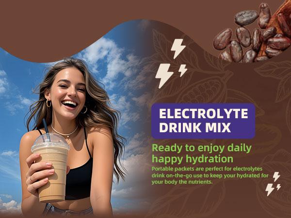 Electrolytes Powder Packets for Electrolyte Drink Mix | Sugar-Free Electrolytes Packets with Vitamins & Magnesium Replenish Hydration & Energy Boost - 15 Sticks
