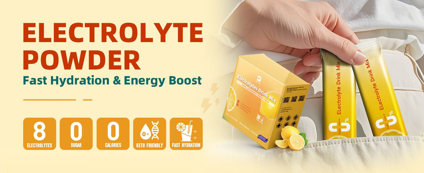 Electrolyte Powder Recovery Drink Mix | Sugar-Free Electrolyte Powder Packets Supplement with Potassium Zinc & Magnesium for Hydration - Keto Electrolytes, Non-GMO & Sugar-Free - 30 Sticks