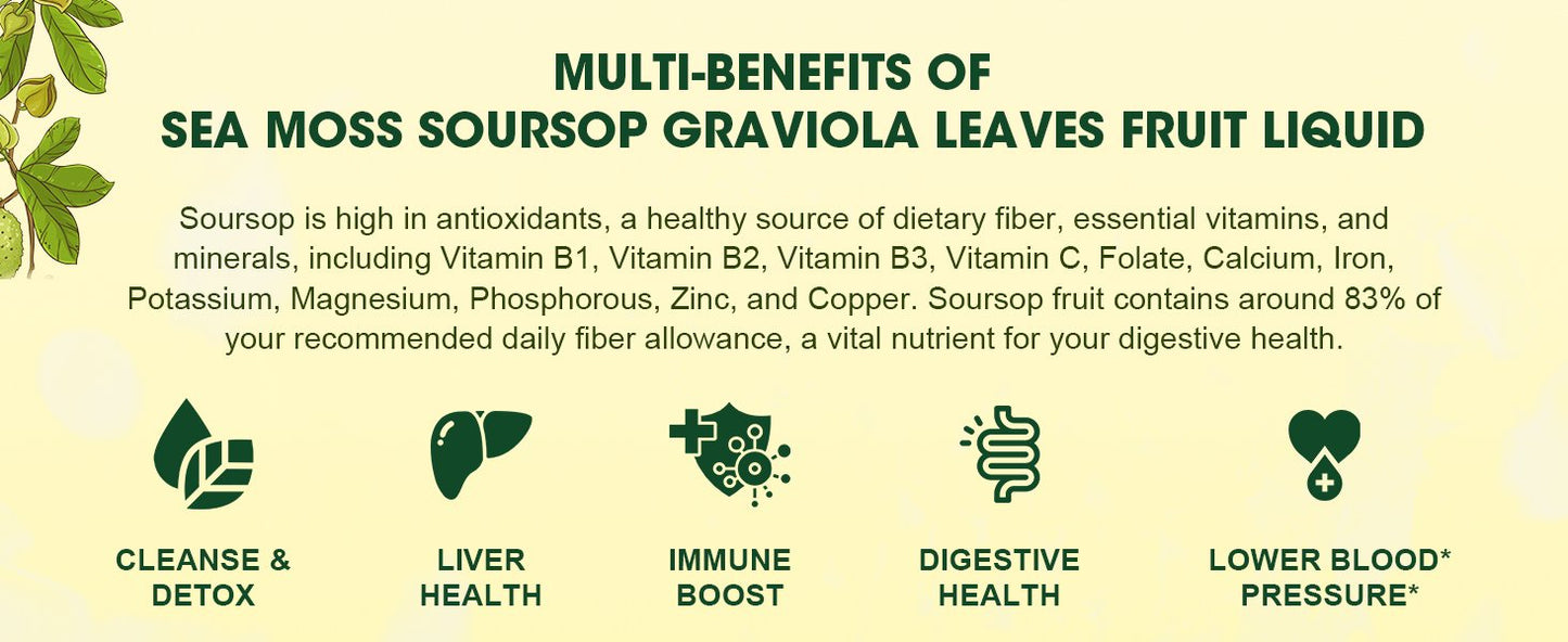 Soursop Bitters Liquid Drops Supplement with Irish Sea Moss