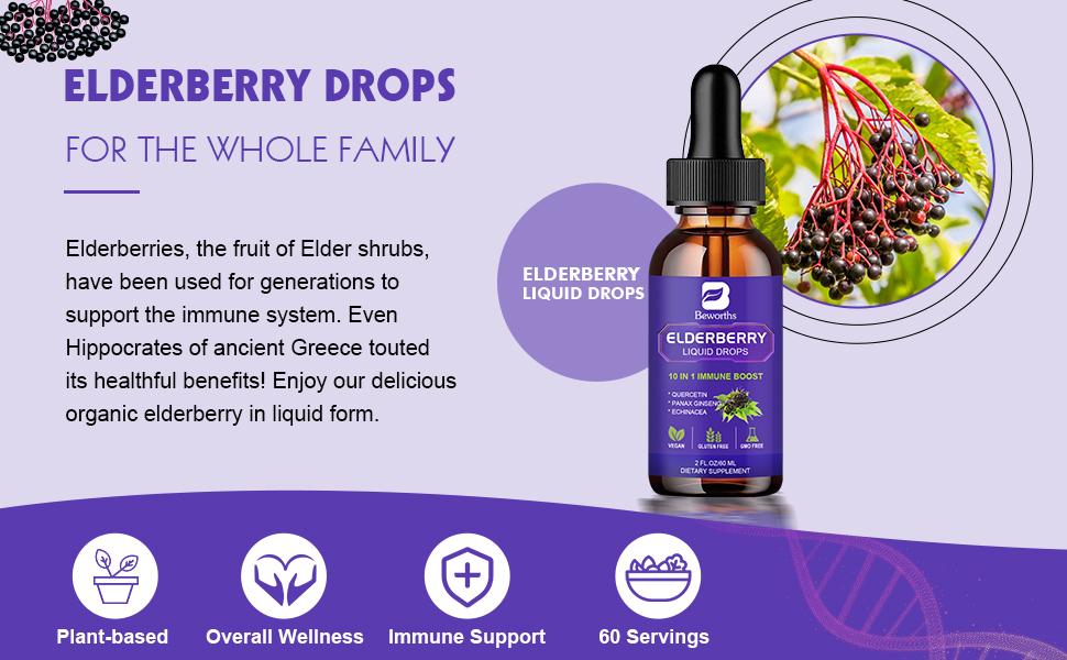 Black Elderberry Liquid Drop Zinc Quercetin Supplements