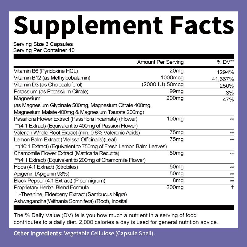 Magnesium Complex Sleep Relief Capsules Dietary Supplements