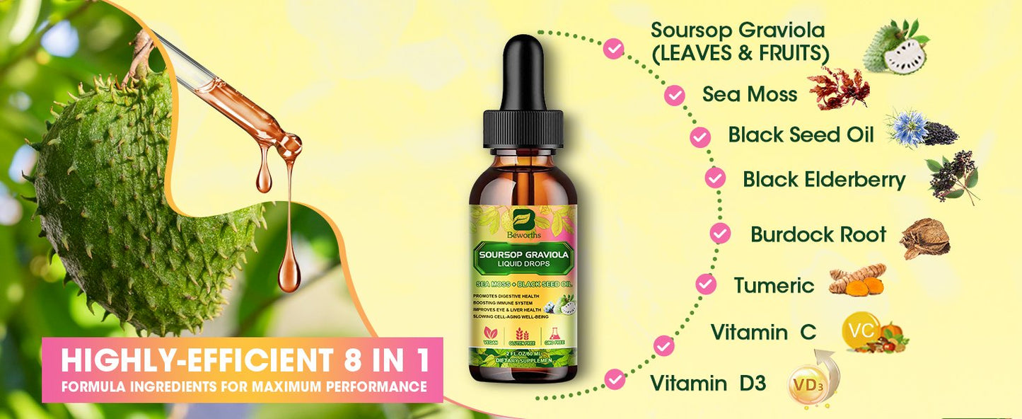 Soursop Bitters Liquid Drops Supplement with Irish Sea Moss