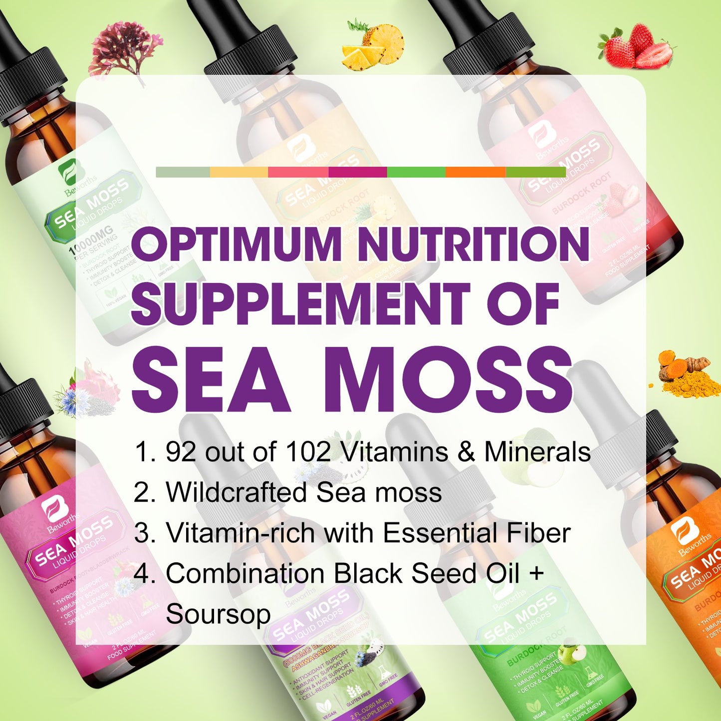 Beworths Black Seed Oil & Irish Sea Moss Gel with Soursop Bitters Liquid Drop Supplement