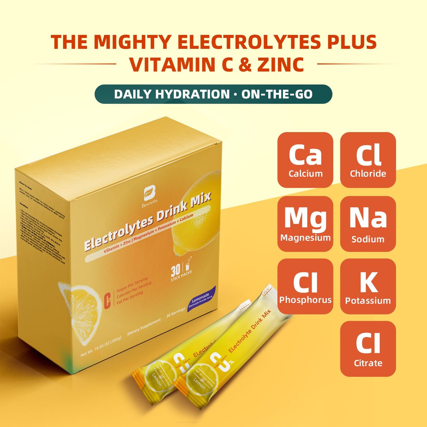 Electrolyte Powder Recovery Drink Mix | Sugar-Free Electrolyte Powder Packets Supplement with Potassium Zinc & Magnesium for Hydration - Keto Electrolytes, Non-GMO & Sugar-Free - 30 Sticks