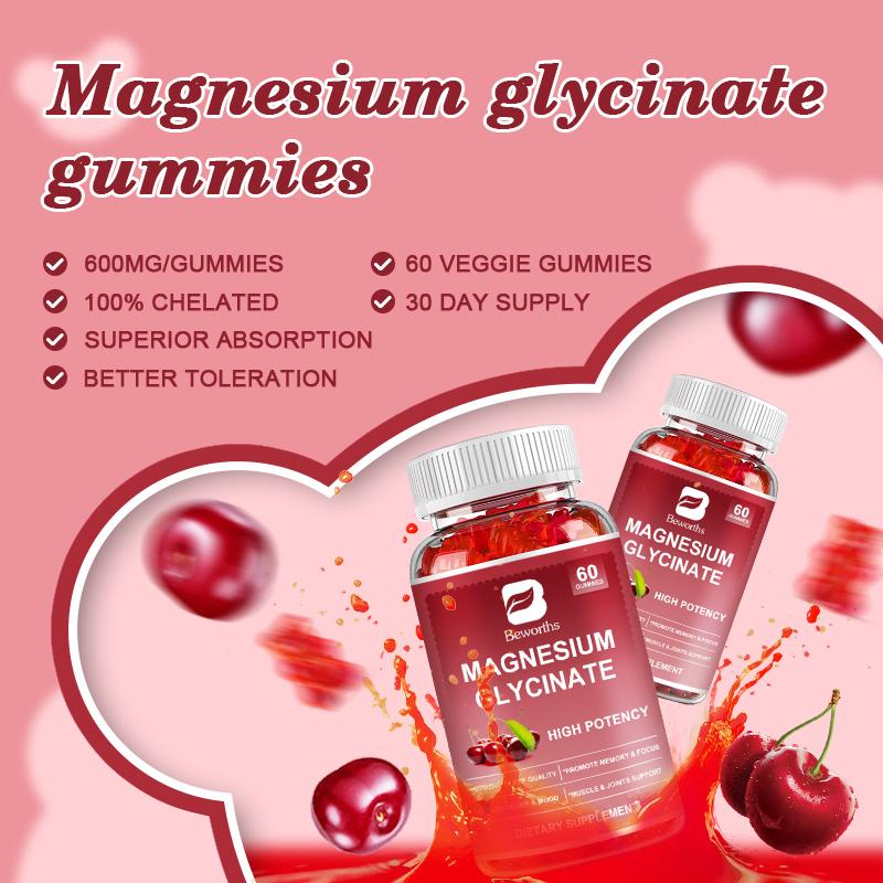 Beworths Magnesium Glycinate Gummies-Tart Cherry Flavor