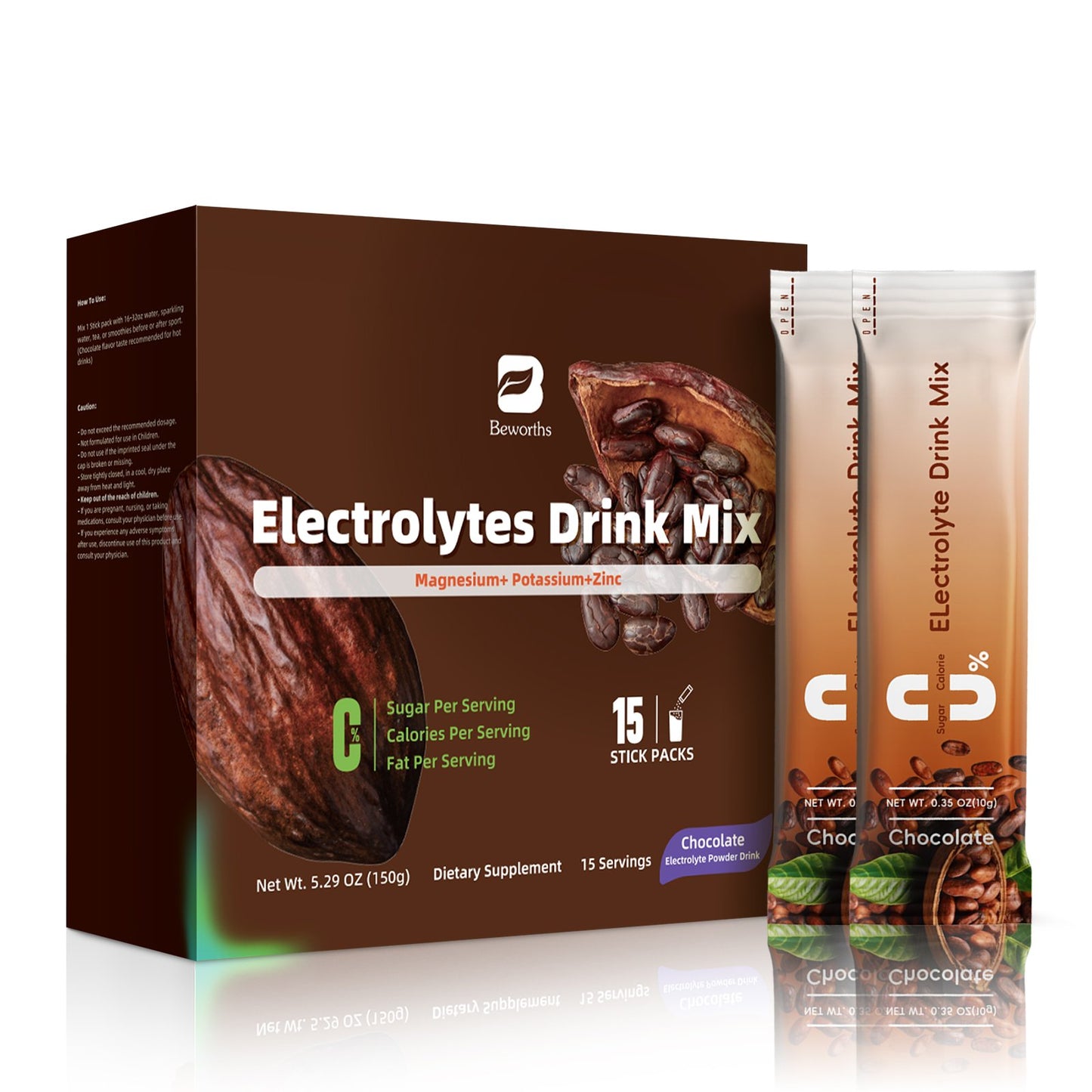 Electrolytes Powder Packets for Electrolyte Drink Mix | Sugar-Free Electrolytes Packets with Vitamins & Magnesium Replenish Hydration & Energy Boost - 15 Sticks