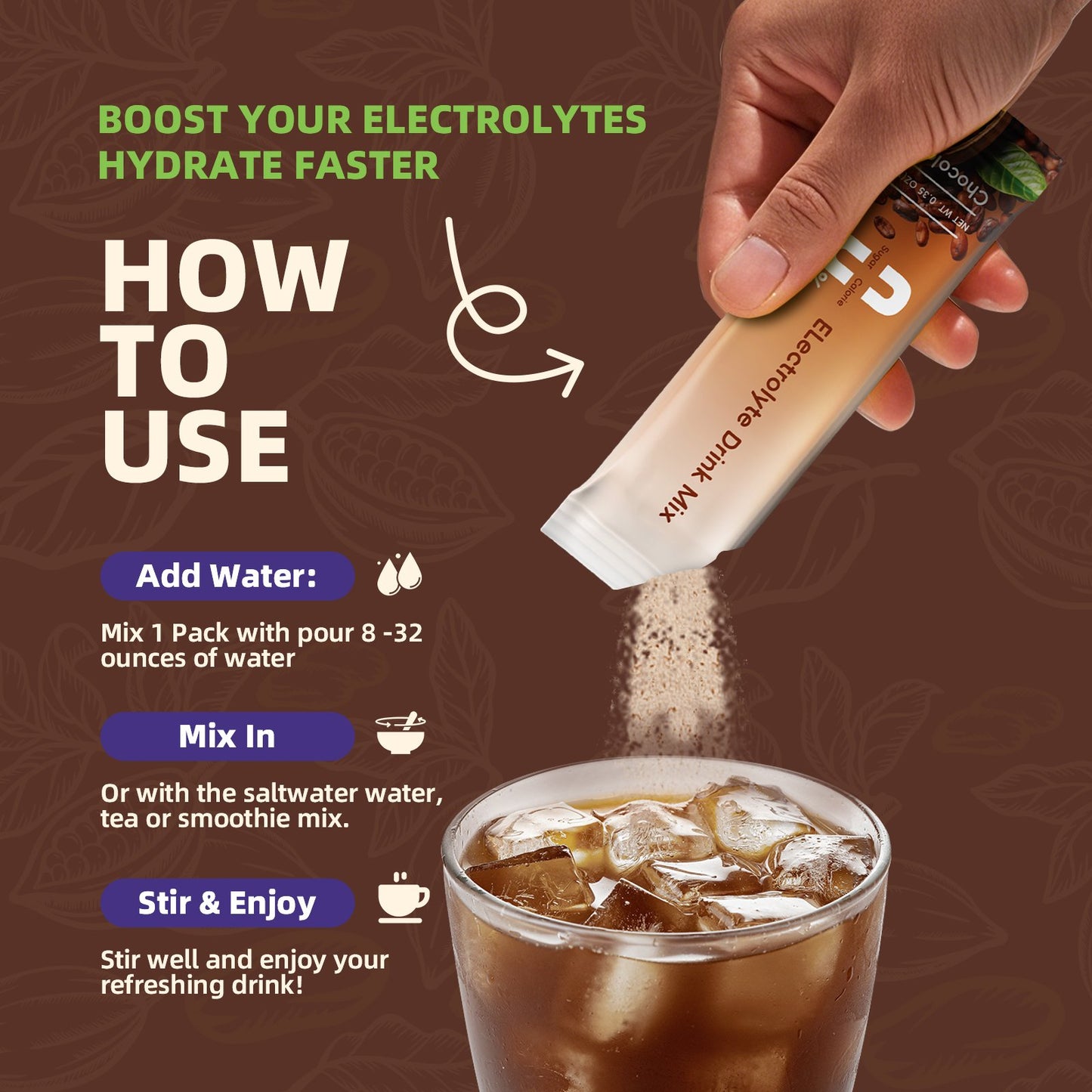 Electrolytes Powder Packets for Electrolyte Drink Mix | Sugar-Free Electrolytes Packets with Vitamins & Magnesium Replenish Hydration & Energy Boost - 15 Sticks