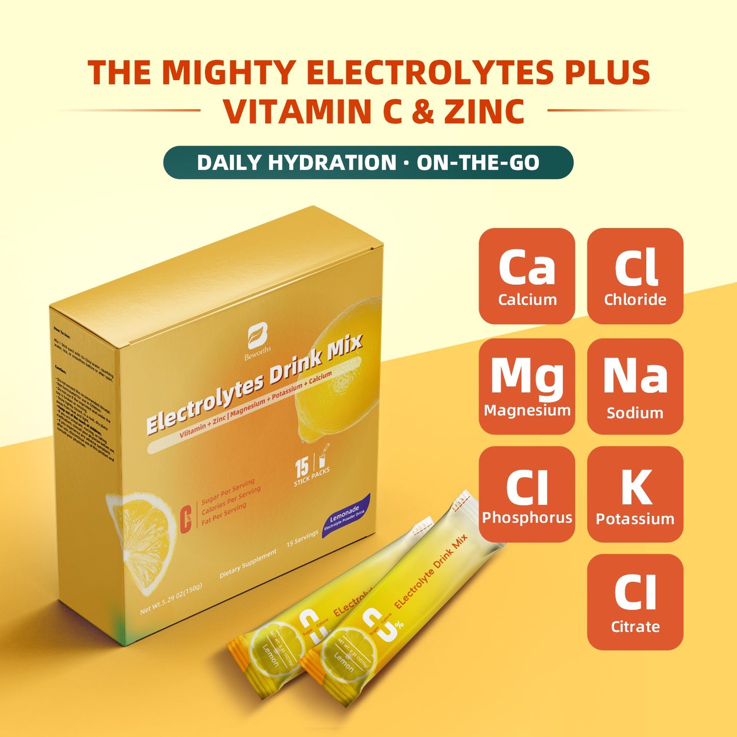 Electrolyte Powder Recovery Drink Mix | Sugar-Free Electrolyte Powder Packets Supplement with Potassium Zinc & Magnesium for Hydration - Keto Electrolytes, Non-GMO & Sugar-Free - 15 Stick