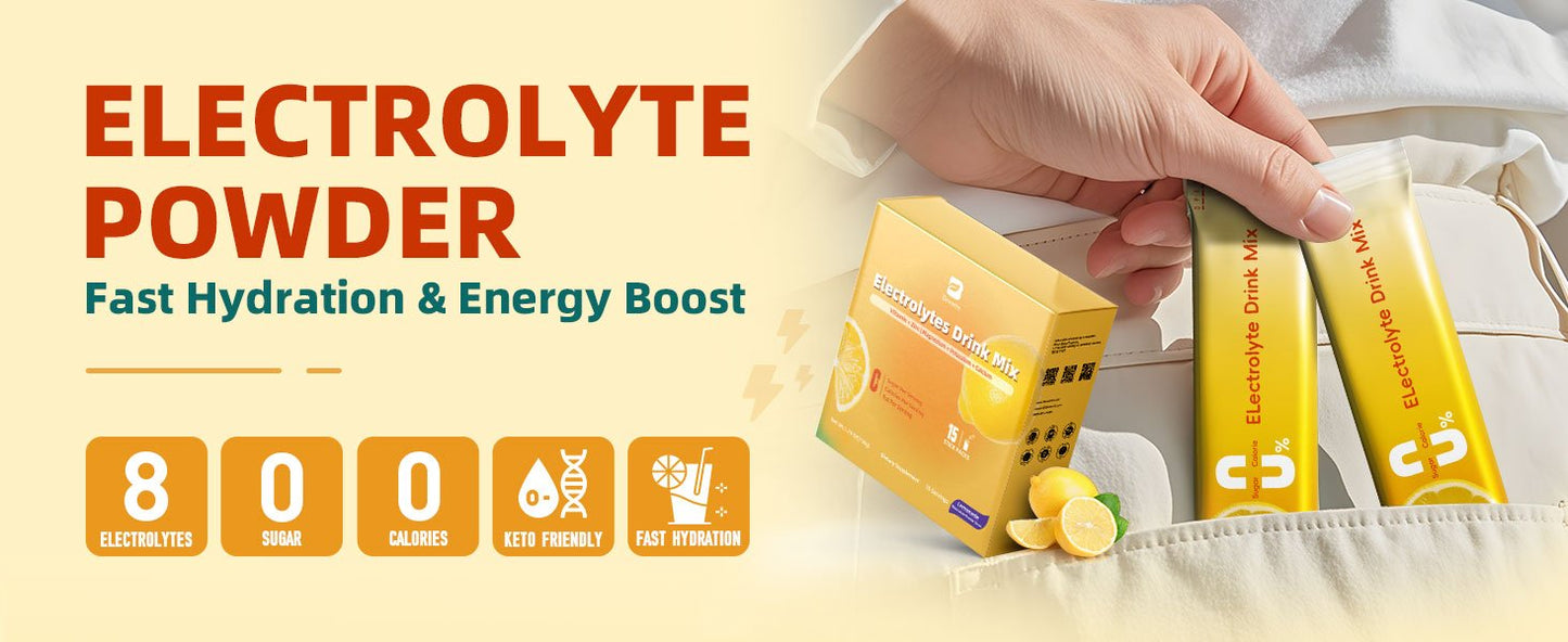 Electrolyte Powder Recovery Drink Mix | Sugar-Free Electrolyte Powder Packets Supplement with Potassium Zinc & Magnesium for Hydration - Keto Electrolytes, Non-GMO & Sugar-Free - 15 Stick