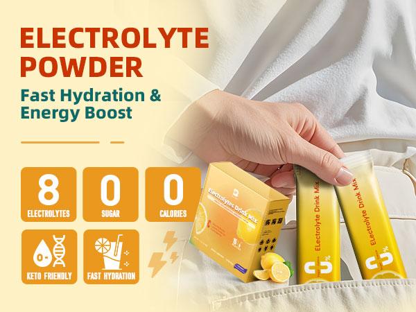 Electrolyte Powder Recovery Drink Mix | Sugar-Free Electrolyte Powder Packets Supplement with Potassium Zinc & Magnesium for Hydration - Keto Electrolytes, Non-GMO & Sugar-Free - 15 Stick