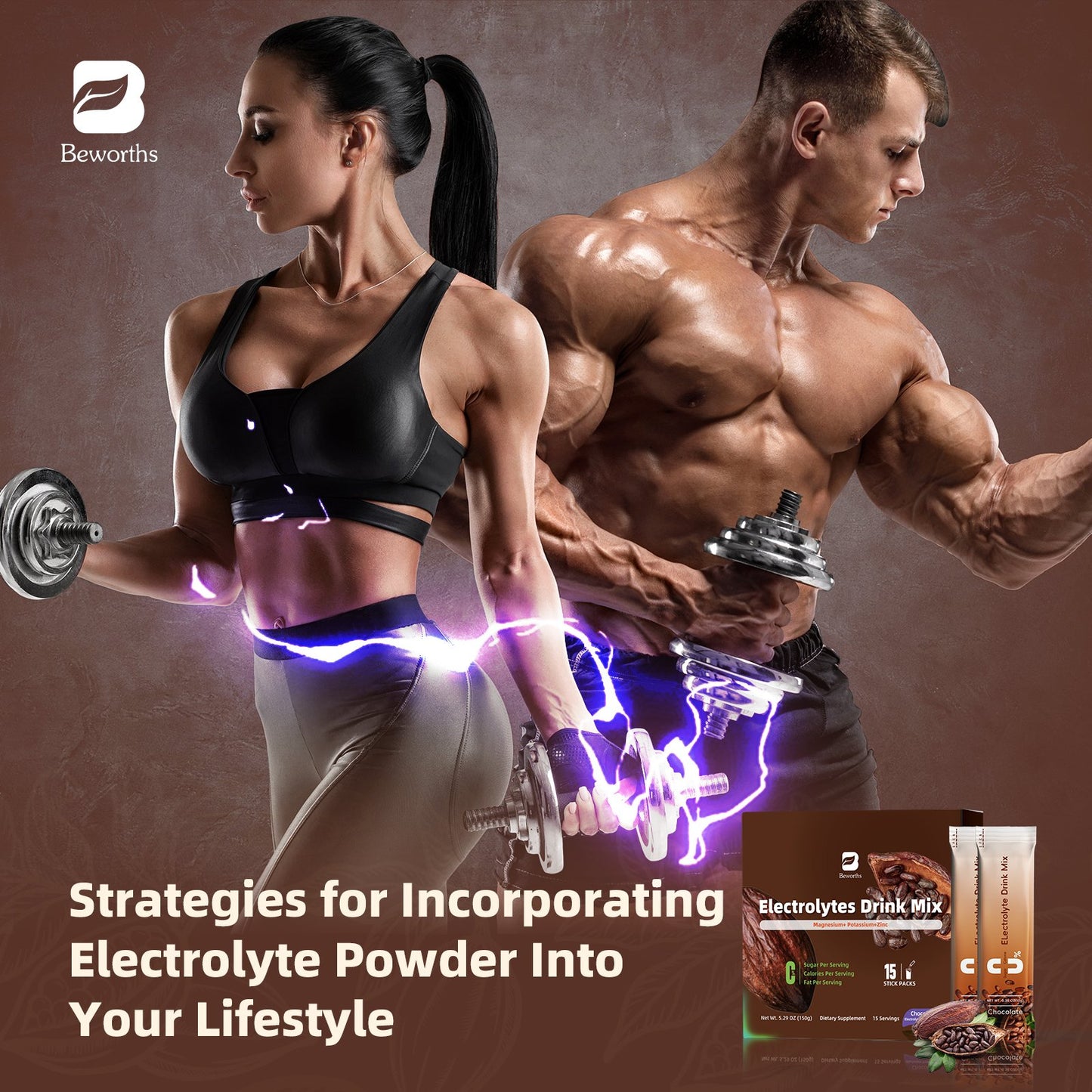 Electrolytes Powder Packets for Electrolyte Drink Mix | Sugar-Free Electrolytes Packets with Vitamins & Magnesium Replenish Hydration & Energy Boost - 15 Sticks