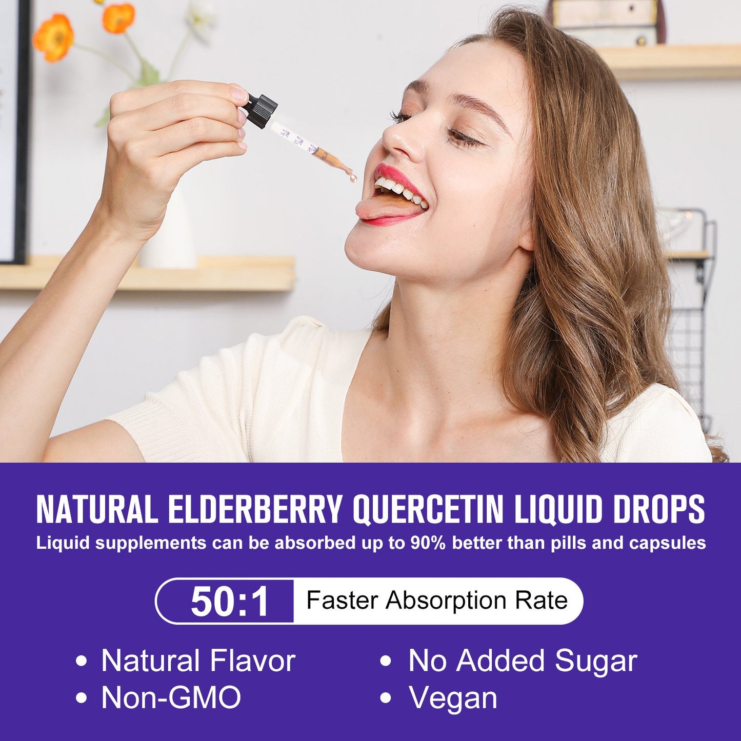 Black Elderberry Liquid Drop Zinc Quercetin Supplements