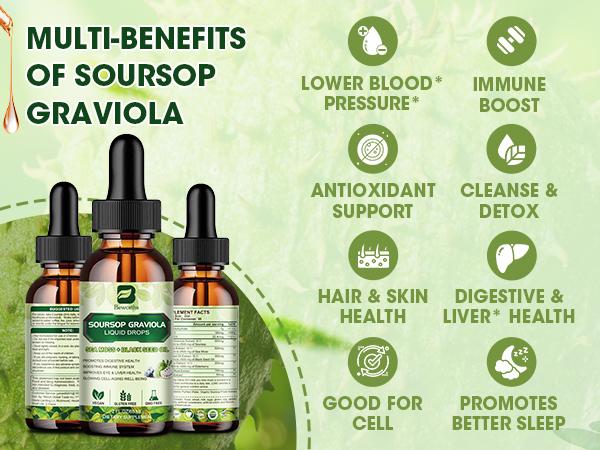 Soursop Graviola Leaf Extract Black Seed oil Liquid Drops Supplement with Sea Moss